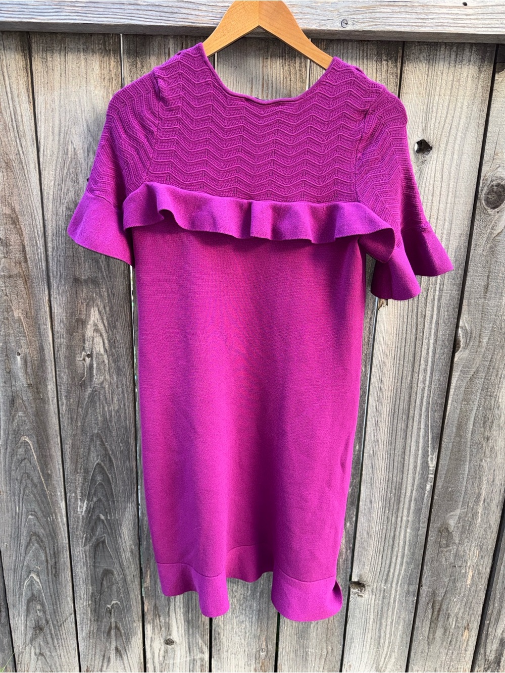 Ann Taylor Chevron Ruffle Sweater Dress Size Small - Picture 5 of 8